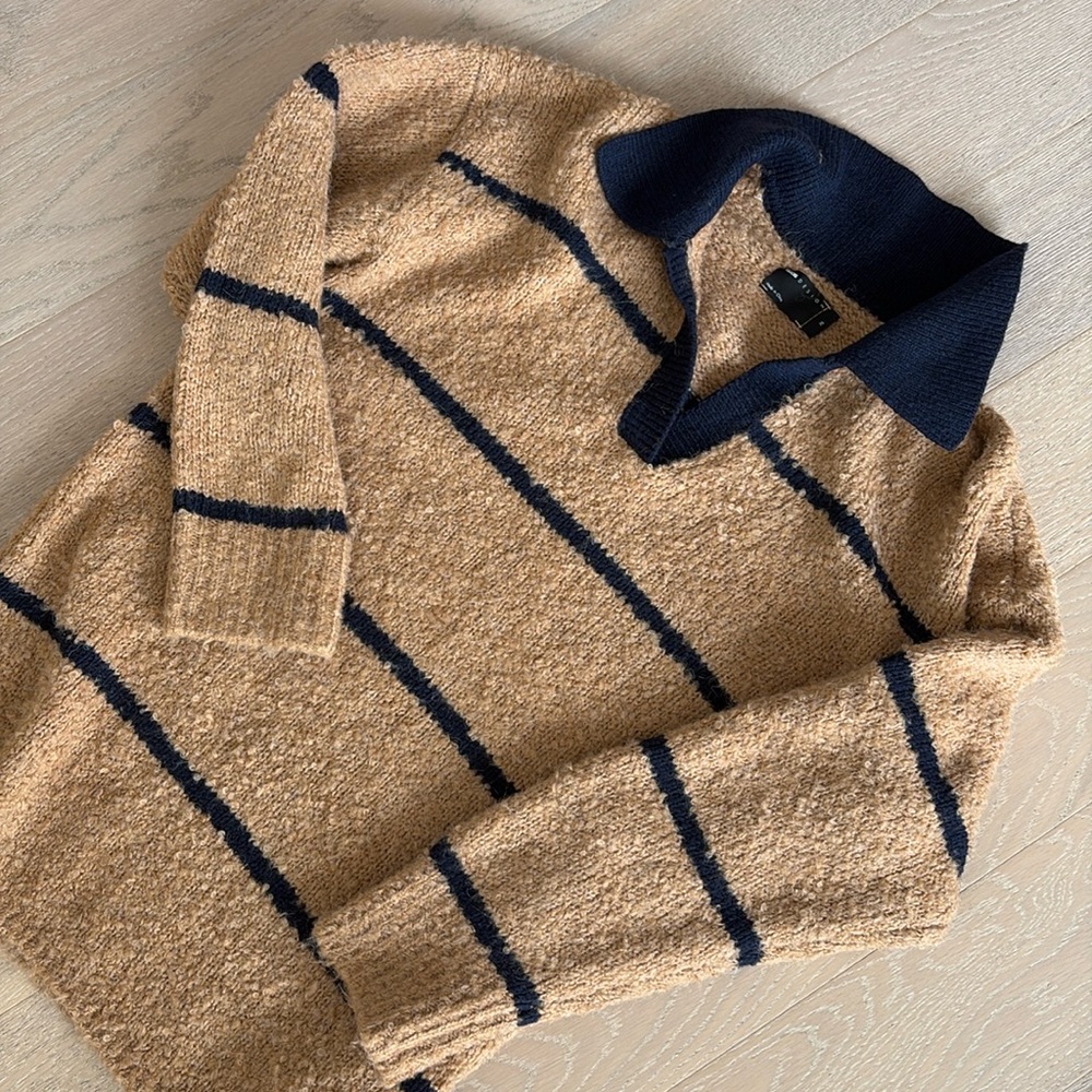 Oversized brown sweater with stripes by ASOS.